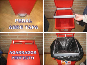 BIDONE BIGTATA CON RUOTE E PEDALE LT.80  cm.39x50x81h.  rosso    ICS