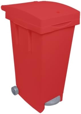 BIDONE BIGTATA CON RUOTE E PEDALE LT.80  cm.39x50x81h.  rosso    ICS