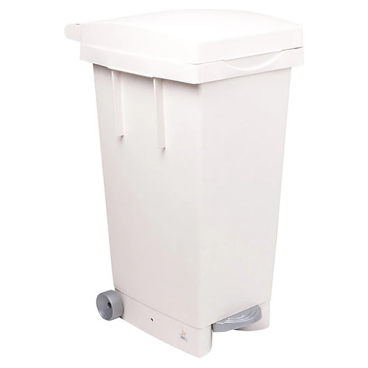BIDONE BIGTATA CON RUOTE E PEDALE LT.80  cm.39x50x81h.  bianco    ICS