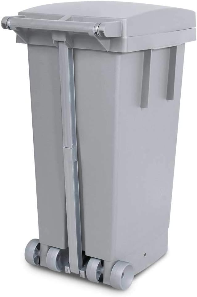 BIDONE BIGTATA CON RUOTE E PEDALE LT.80  cm.39x50x81h.  grigio    ICS