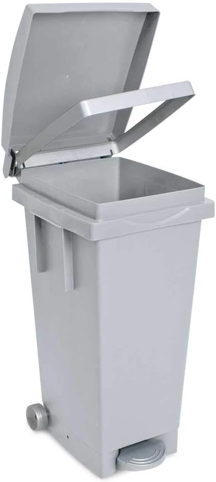 BIDONE BIGTATA CON RUOTE E PEDALE LT.80  cm.39x50x81h.  bianco    ICS