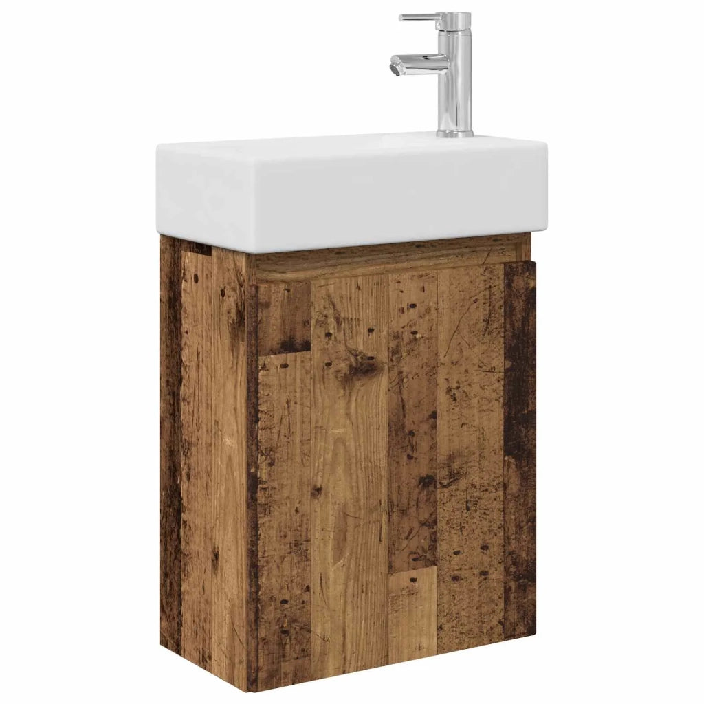 Mobile bagno con rubinetto Legno antico 45,5 x 22,5 x 84 cm 889459