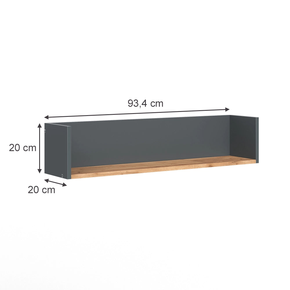 Vicco Scaffale a muro Antracite/quercia dorata 93.4 x 20 cm