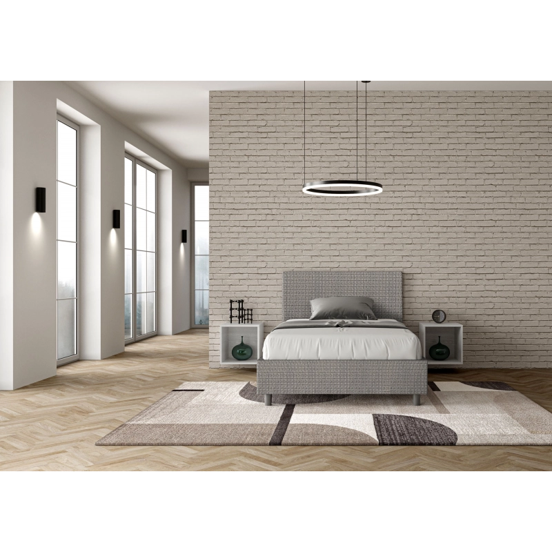 Letto imbottito 1 piazza e mezza 120x190 cm tessuto Labirinto Adele - Senza rete,Grigio
