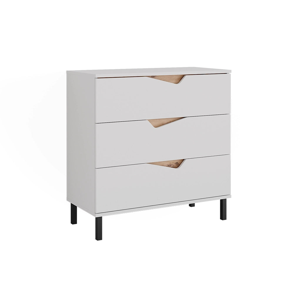 Vicco Cassettiera per camera da letto Bianco/Artisan 80 x 81.2 cm con 3 cassetti