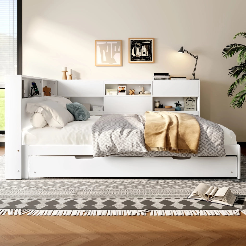 Daybett con funzione divano letto in pino bianco 140x200 cm