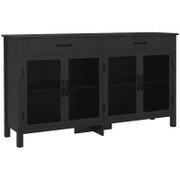 Mobiletto basso meuble de rangement 4 porte con étagères reglables e 2 cassetti stile industriale 150 x 40 x 85 cm nero