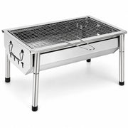 Barbecue A Carbone Portatile In Acciaio Inox Con Griglia Smontabile Gambe Pieghevoli Design Compatto Per Campeggio Picnic Giardino Outdoor 40 X 28 X 21.5 Cm Acciaio