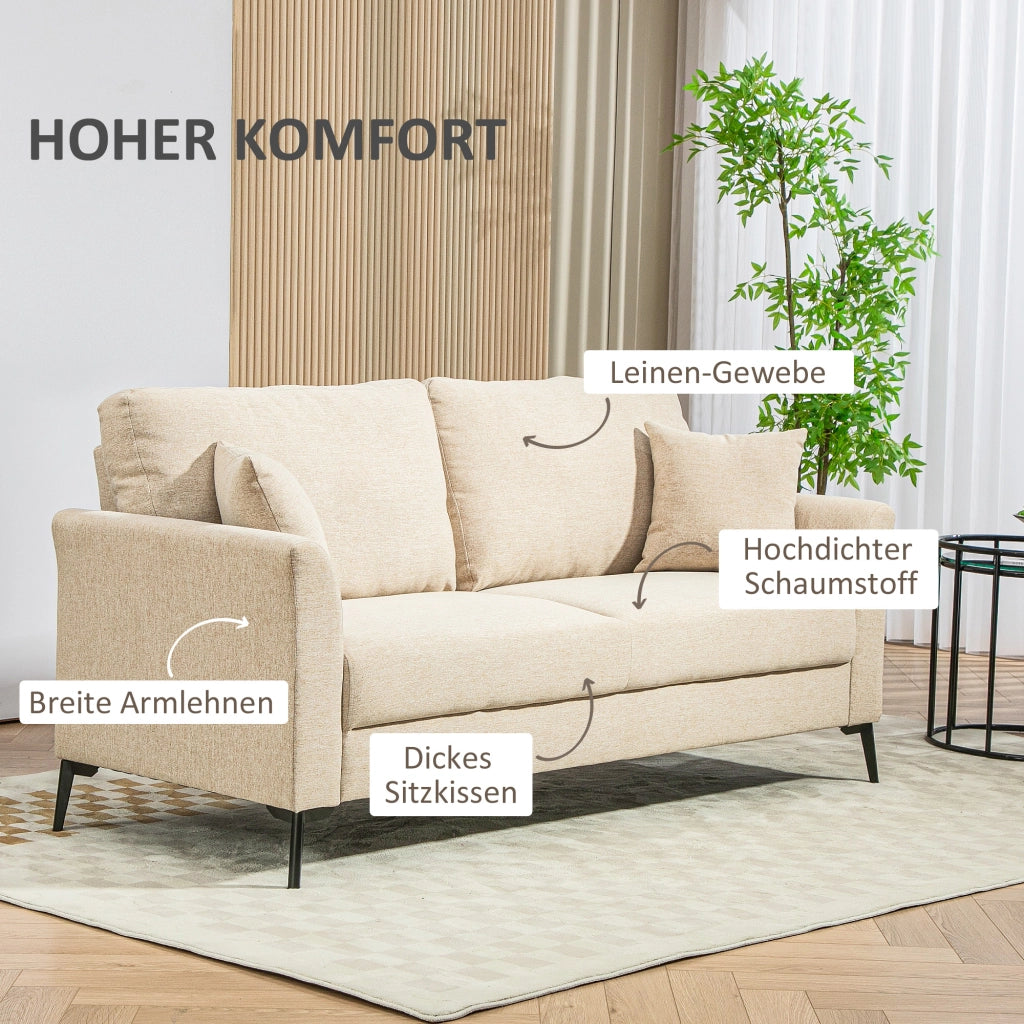 Divano 2 posti ¨C zephmum ¨C Tessuto antimacchia, beige, 179x80x89 cm