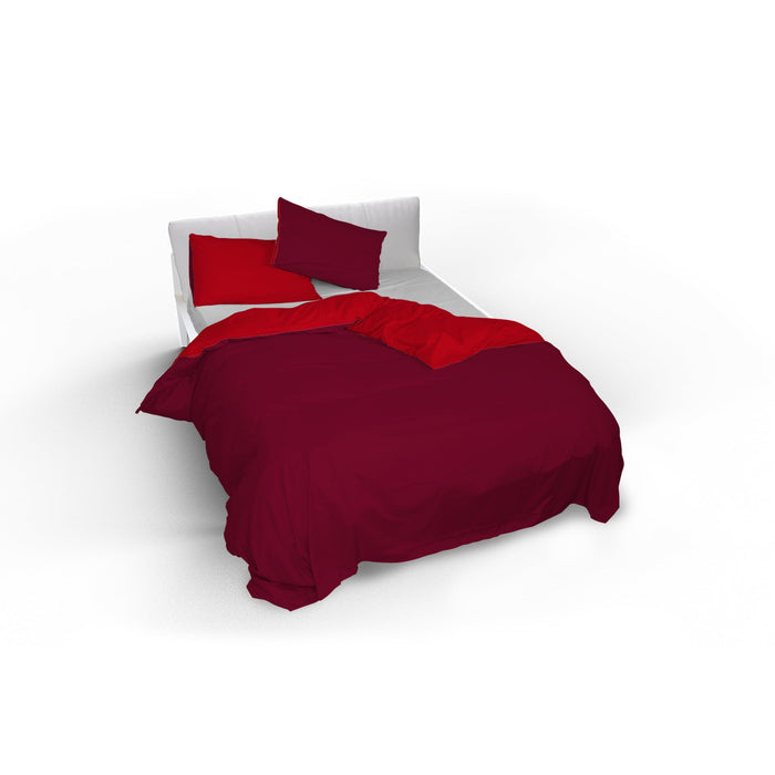 Copripiumino con Sacco e Federe Doubleface Rosso/Bordeaux Singolo