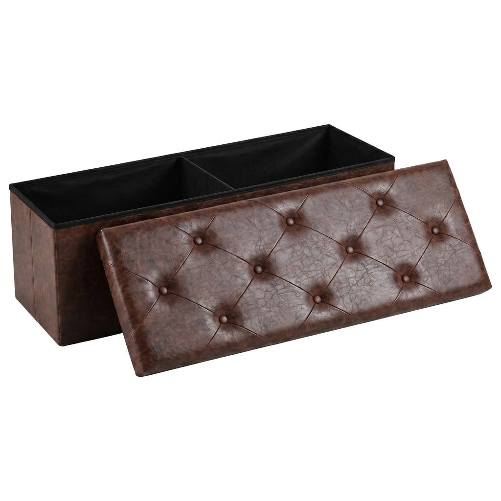 Nemora Saddle 110 - Cassapanca Ottomana 109,2x38,1x38,1 cm Pouf Contenitore Poggiapiedi in Similpelle Marrone