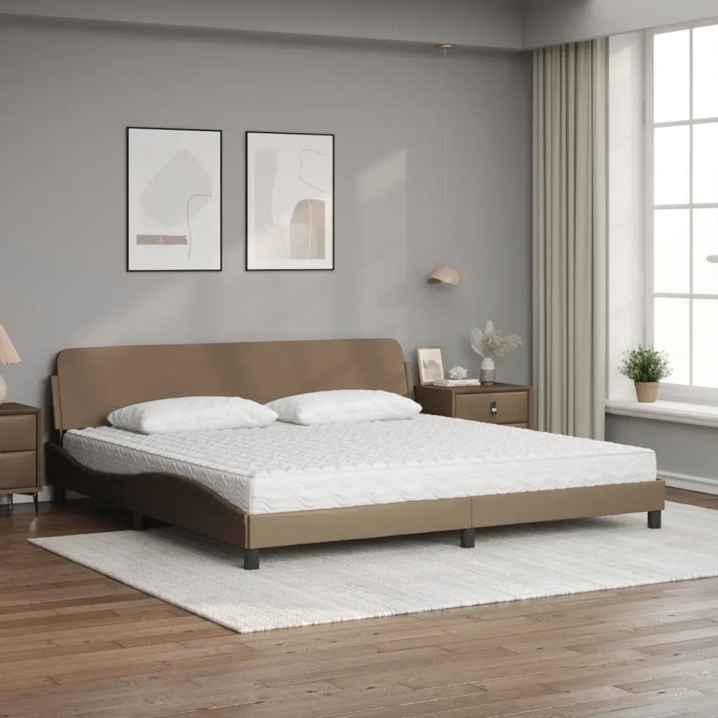 Letto con Materasso Cappuccino 200x200cm Similpelle