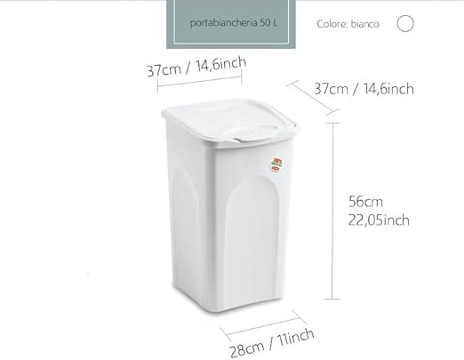 PORTABIANCHERIA TUTTO CHIUSO 'PRIMAVERA' Lt.50 cm 37 x 37 x H 56 bianco  - STEFANPLAST