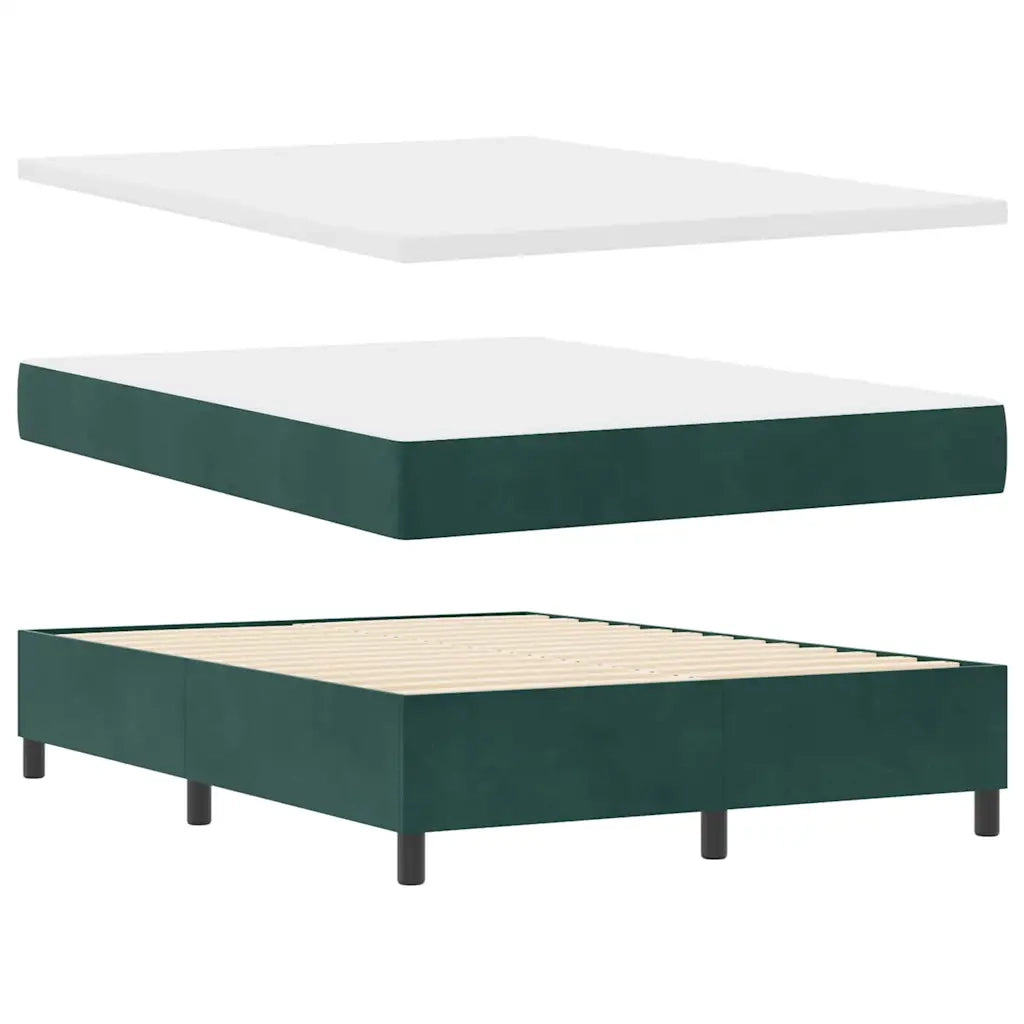 Letto a molle con strisce LED Verde Scuro 140 x 200 cm Velluto 3343817