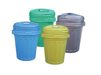 BIDONE CON COPERCHIO A VITE LT.70  lt.70 colore grigio/nero, cm.50x68h.