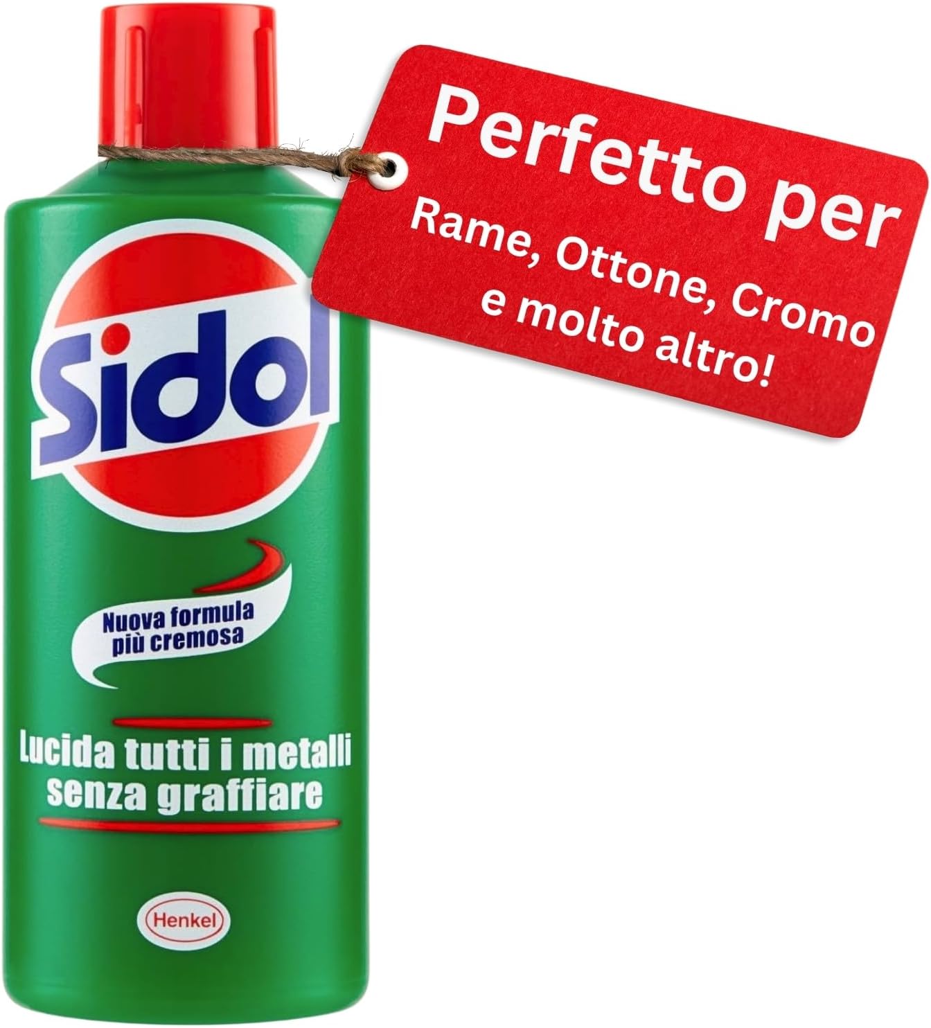 Sidol Lucidante per Metalli 150 ml – Pulitore e Brillantante di Henkel per Rame, Ottone, Cromo e Acciaio Inox – Cura Metallo Senza Graffi per Casa e Cucina