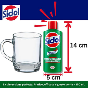 Sidol Lucidante per Metalli 150 ml – Pulitore e Brillantante di Henkel per Rame, Ottone, Cromo e Acciaio Inox – Cura Metallo Senza Graffi per Casa e Cucina