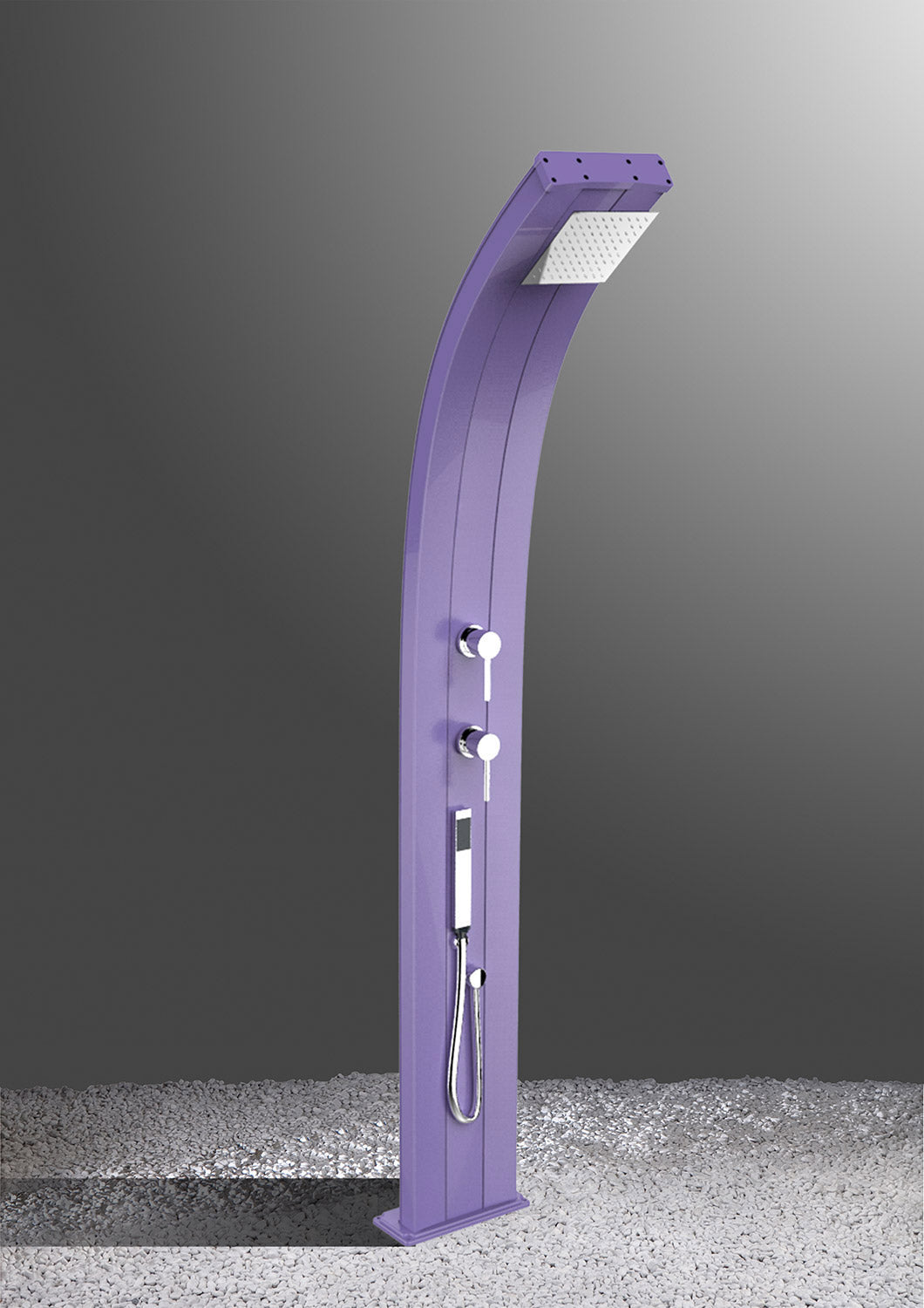 Doccia Solare da Esterno Giardino 40L Miscelatore e Doccetta Mobile Arkema Dada Fascia Inox Grigio