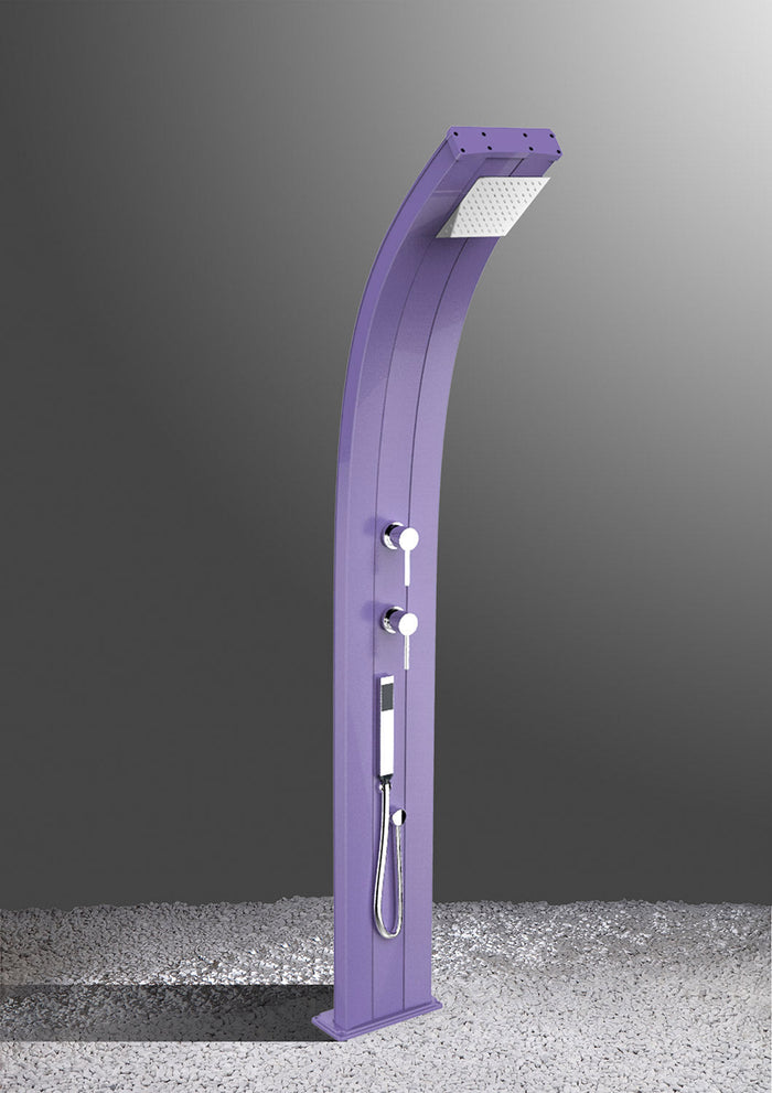 Doccia Solare da Esterno Giardino 40L Miscelatore e Doccetta Mobile Arkema Dada Fascia Inox Grigio