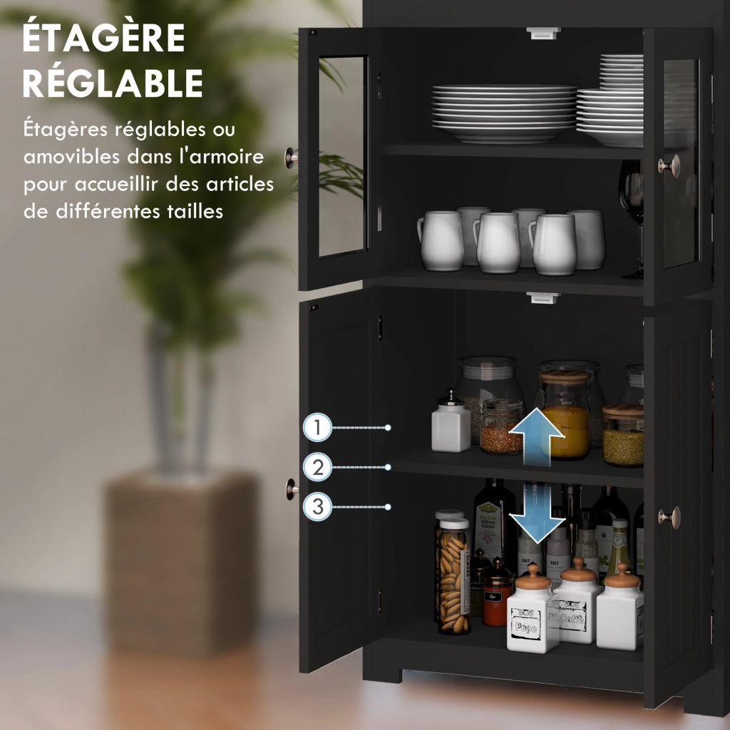 Mobile cucina buffet credenza con ante e cassetti multiuso ¨C Xylo ¨C 60x30x162 cm nero