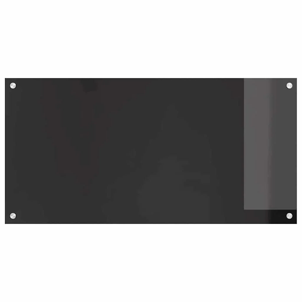 Set di 2 pannelli paraschizzi per cucina resistenti al calore 100 x 50 cm design moderno interno in vetro temperato nero 02_0056316