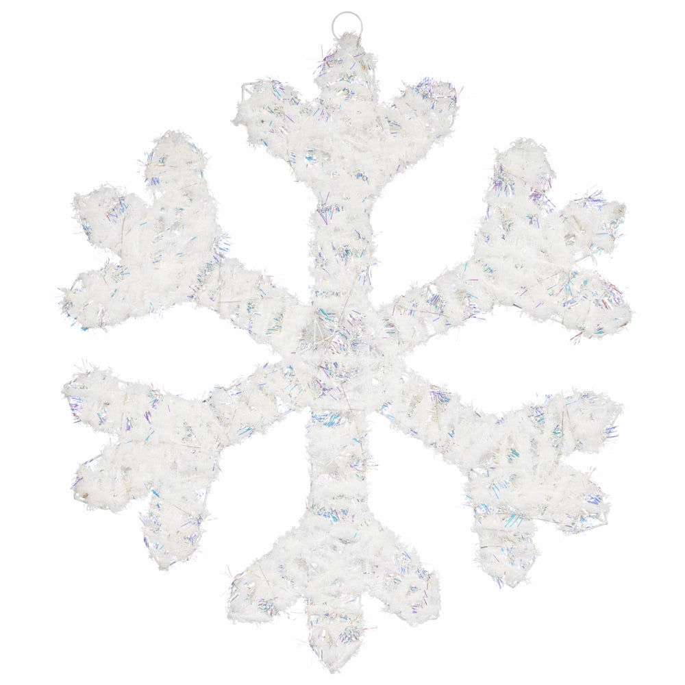 Set di 2 decorazioni natalizie a LED sospese a forma di fiocco di neve in metallo bianco