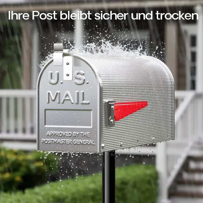 Cassetta postale americana in acciaio zincato grigio con materiale di montaggio