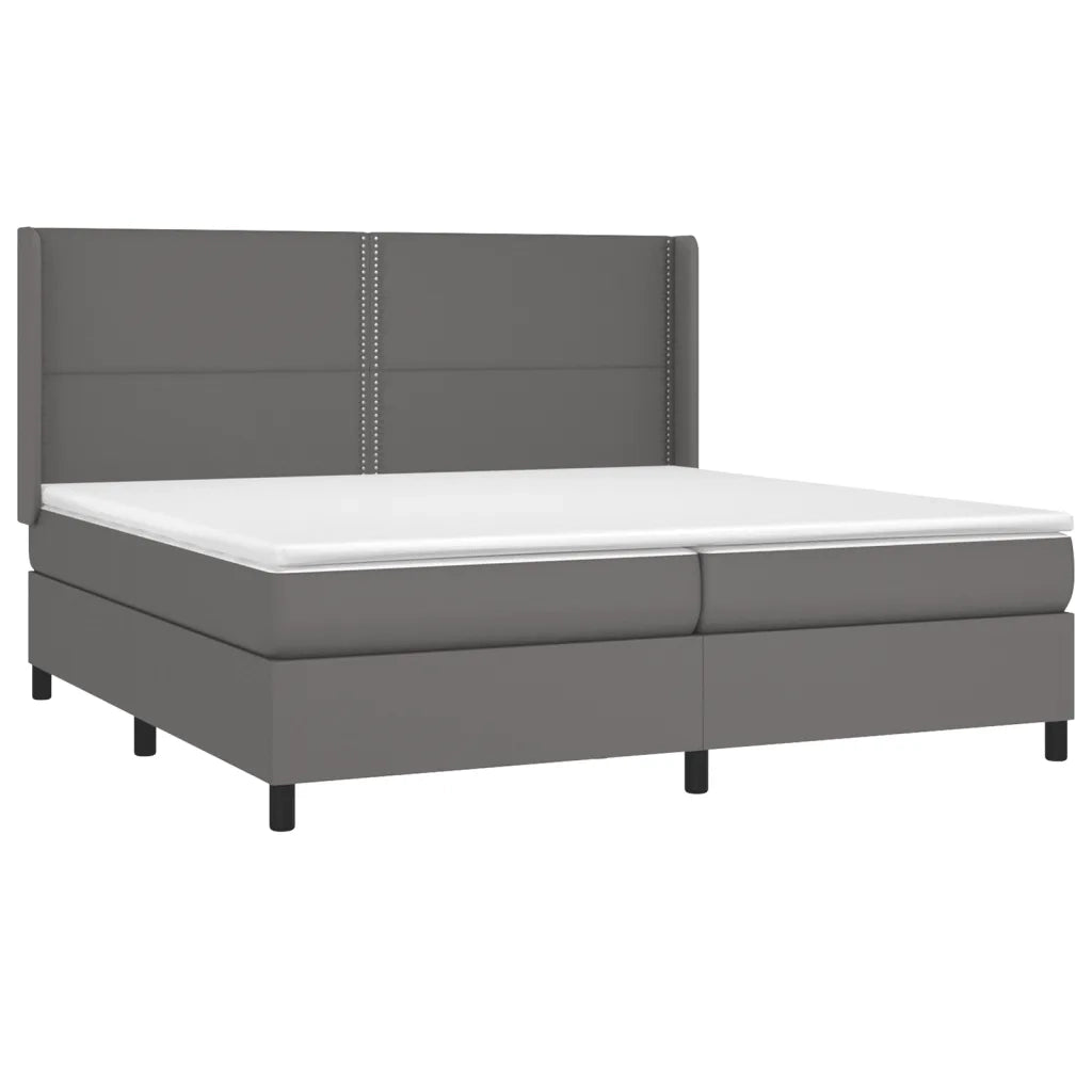 Giroletto Molle con Materasso e LED Grigio 200x200cm Similpelle