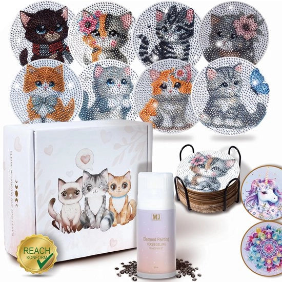 Kit di fissaggio per diamanti 8 pezzi con kit di protezione aggiuntiva - Fissaggi per diamanti per gatti con scatola - Set DIY per adulti