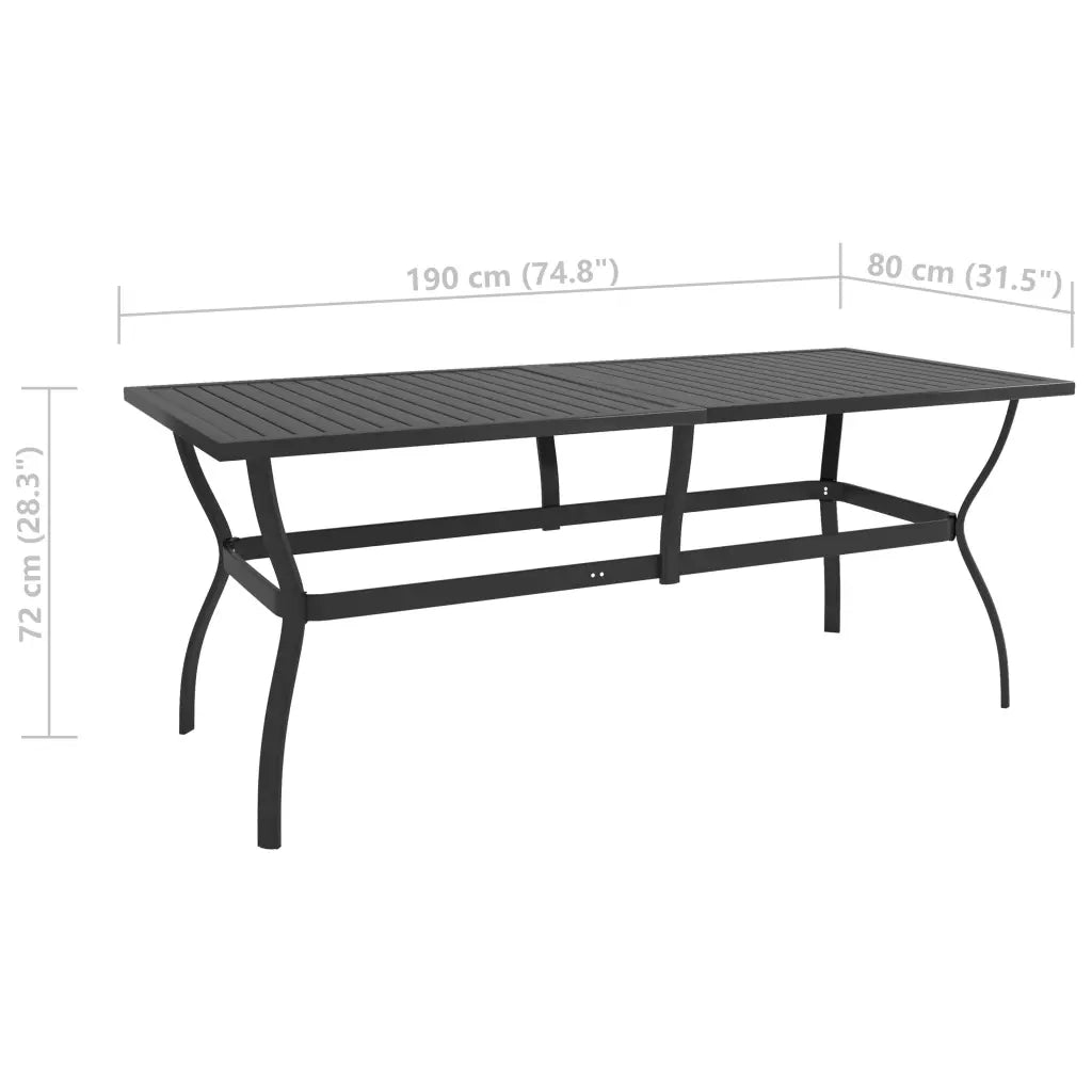 Tavolo da Giardino Antracite 190x80x72 cm in Acciaio cod mxl 34088