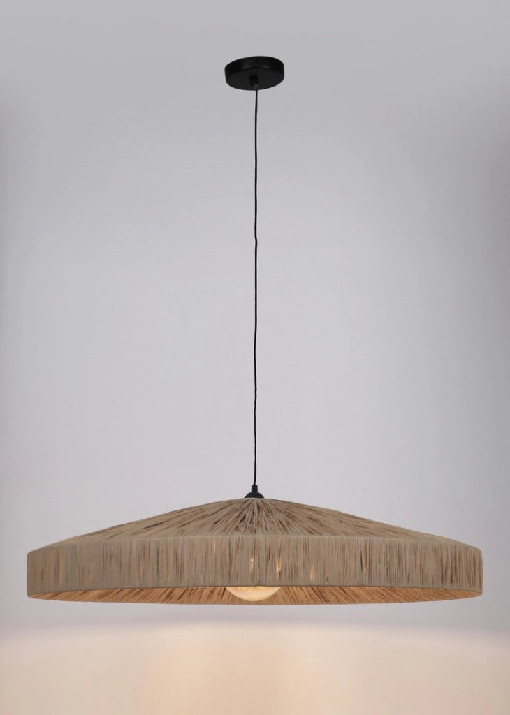 Lampadario a Sospensione in Rafia Naturale Intrecciata D80 - MEI-WEN