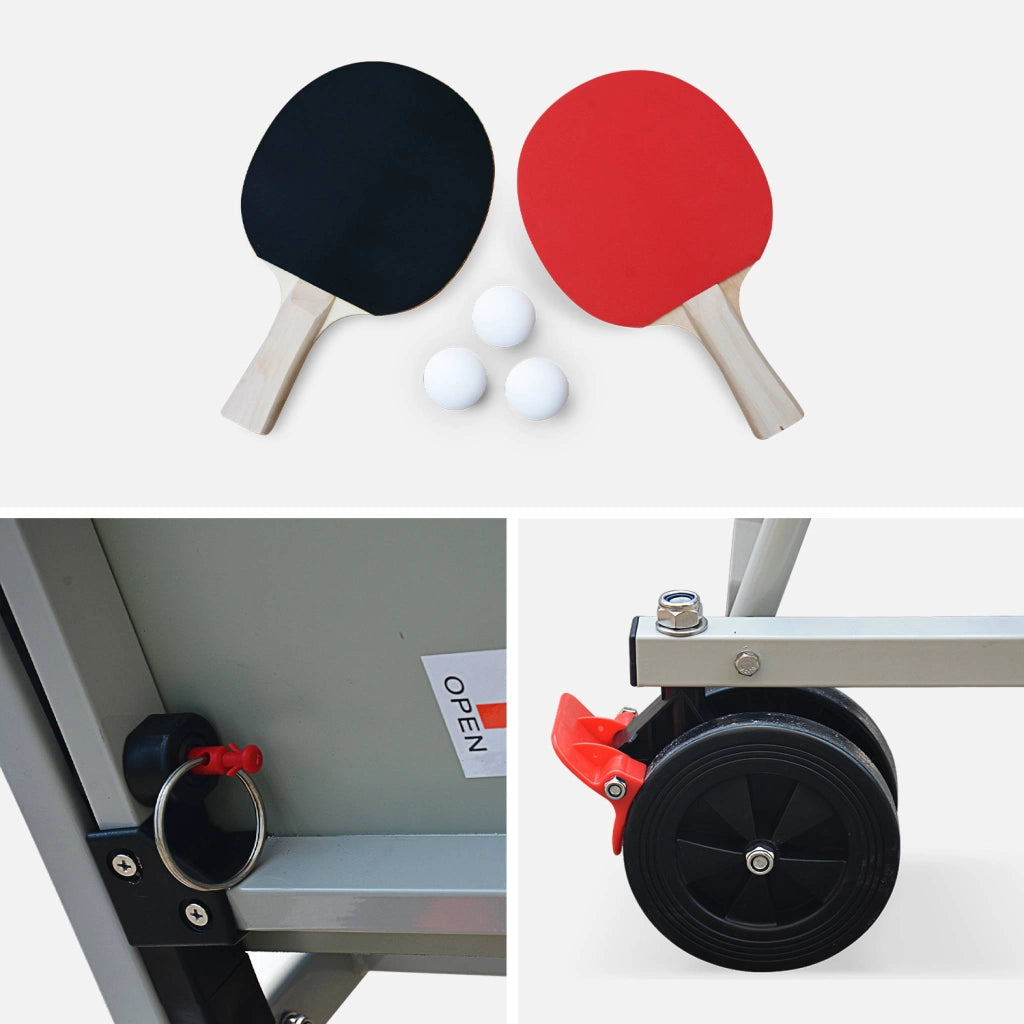 Tavolo da ping pong per esterni pieghevole con 2 racchette e 3