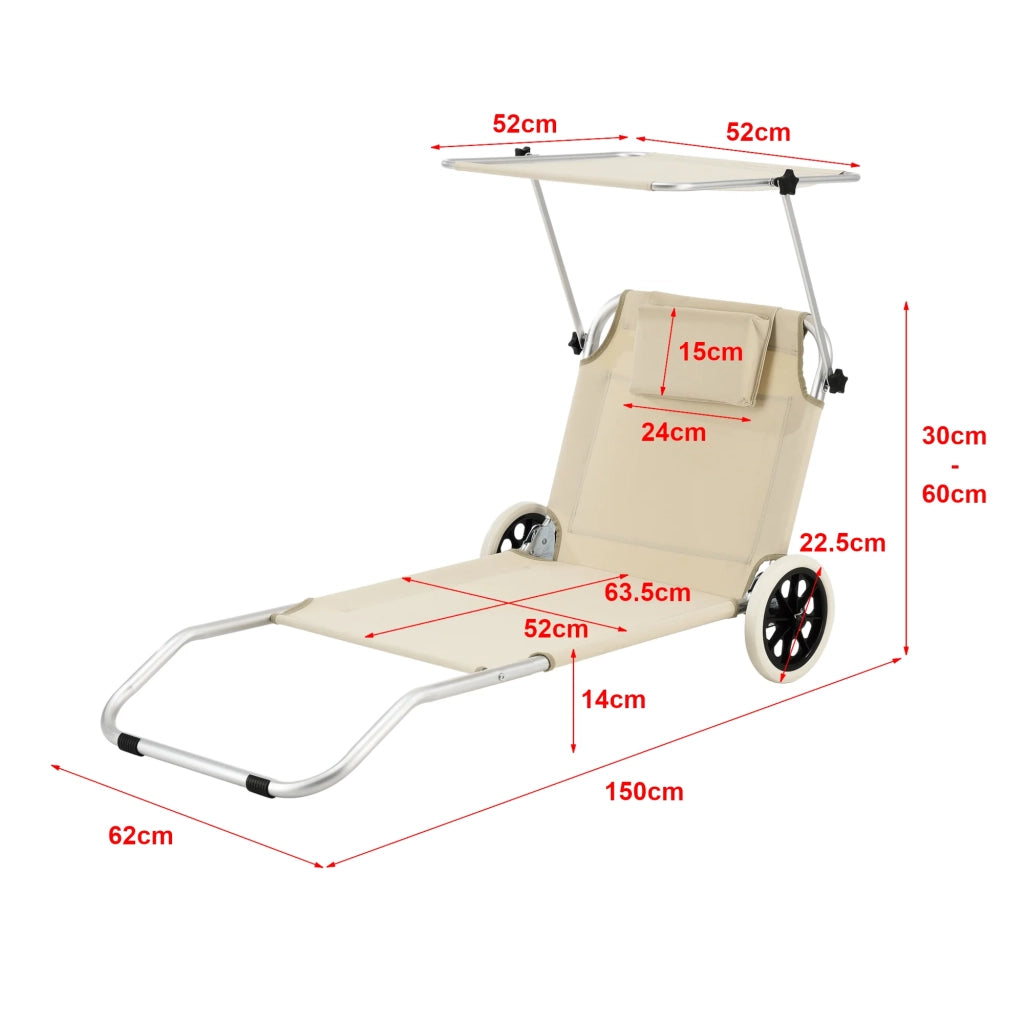 Lettino prendisole con ruote alluminio poliestere beige argento opaco 03_0006420