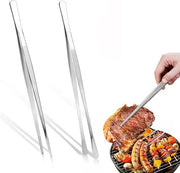 Due paia di pinze da griglia lunghe, pinze da cucina in acciaio inossidabile, pinze da cucina, tasta da carne con superficie a dente, 30 cm, per uso in cucina come pinza da griglia, spatola da carne pinza da carne.