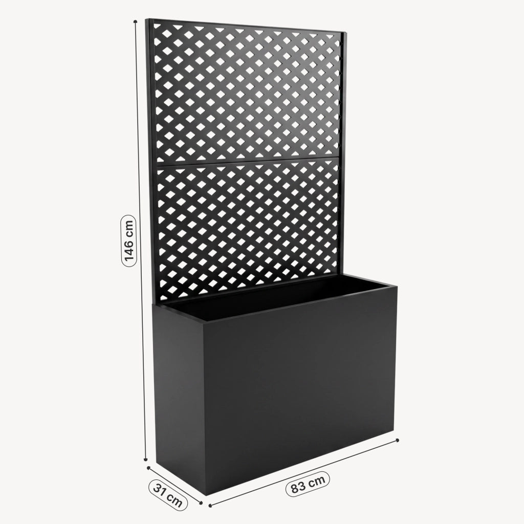 Fioriera Alta con Spalliera Malja in Acciaio 146 x 83 x 31 cm - Nero casa.pro