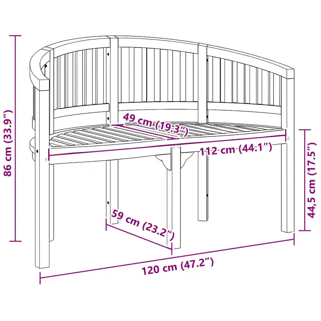Panchina a Forma di Banana 120 cm in Legno Massello di Teak 48020