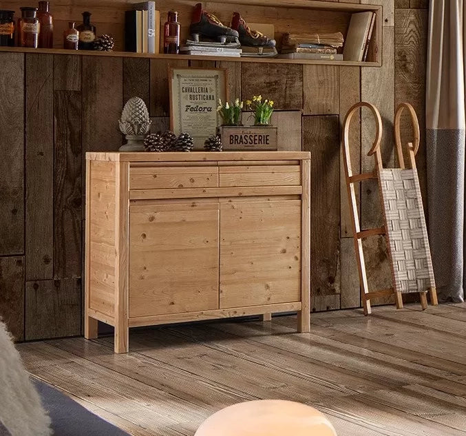 Credenza 2 porte 2 cassetti legno massello di abete grezzo 104x50x95 (3312) - Mobili 2G