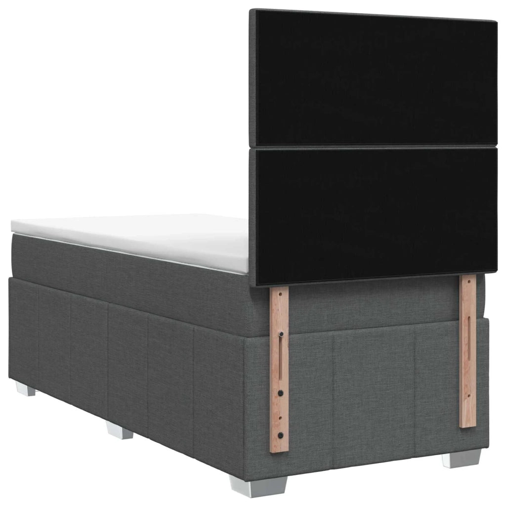 Letto Box Spring LED con Materasso Grigio Scuro 100 x 200 cm 3455543