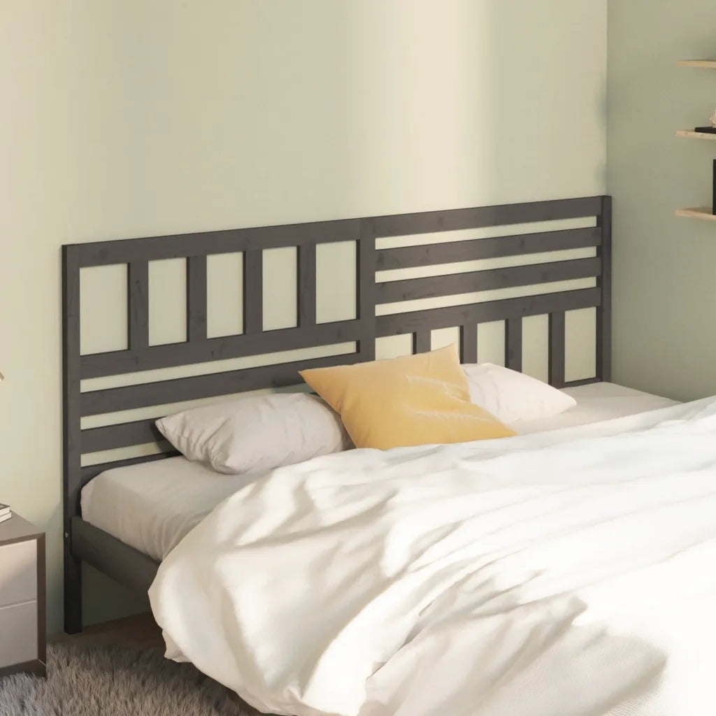 Testiera | Testata per Letto Grigia 206x4x100cm in Legno Massello di Pino