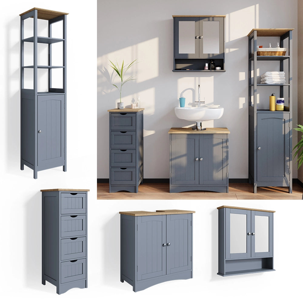 Vicco Set mobili bagno Grigio 4 parti