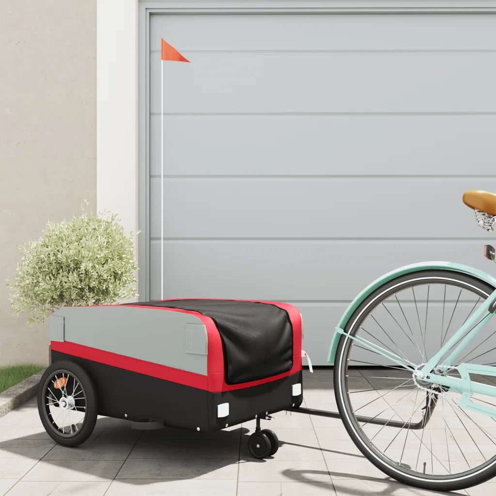 Rimorchio da Bici Nero e Rosso 45 kg in Ferro CFW1598935