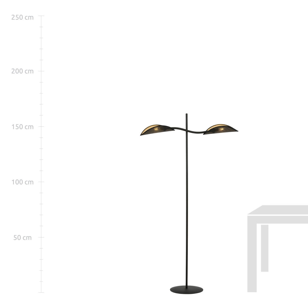 Lampada da terra Emibig Lotus nero rattan 2xE14 150cm