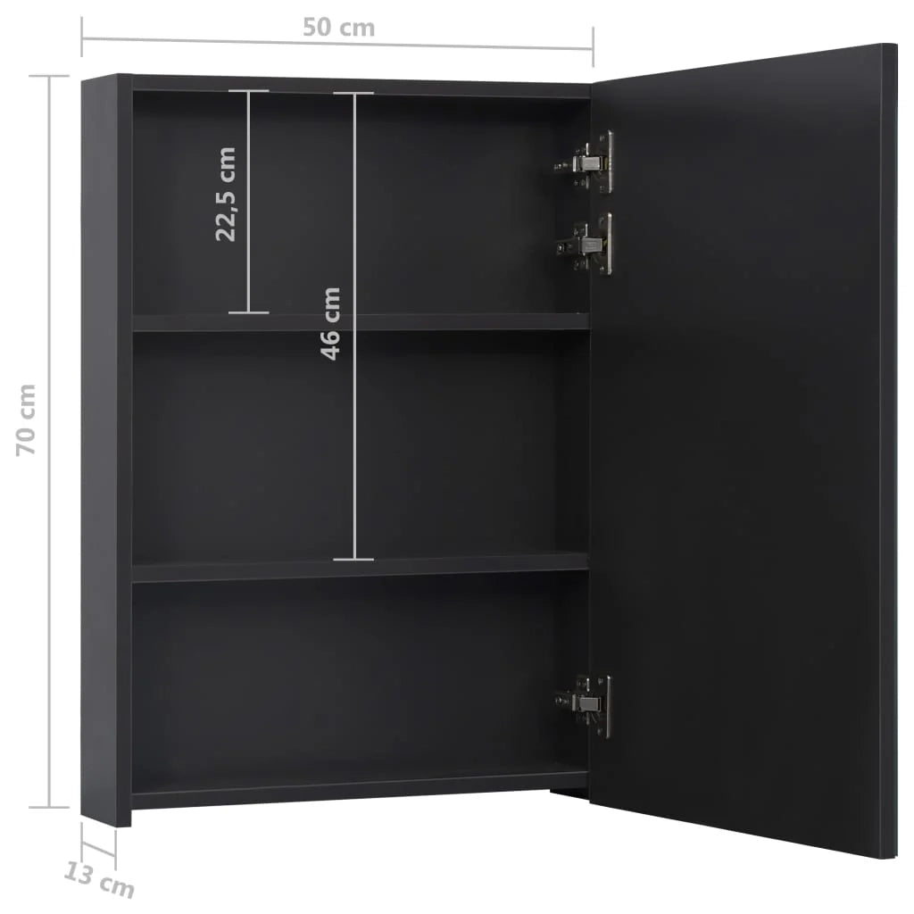Mobiletto da bagno con specchio LED 50 x 13 x 70 cm MDF nero 02_0006564