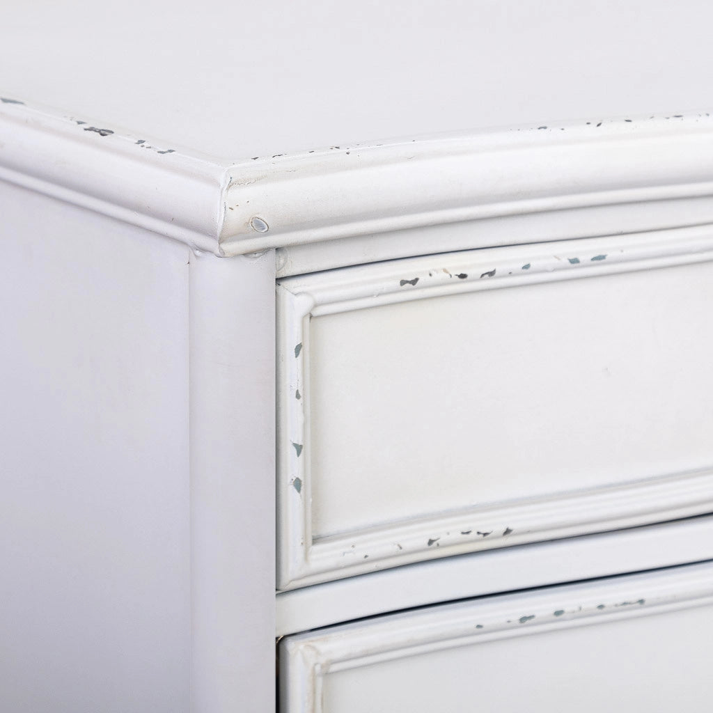 Tavolo in metallo con 1 cassetto e 1 porta bianco 46,5x36,5x86h cm