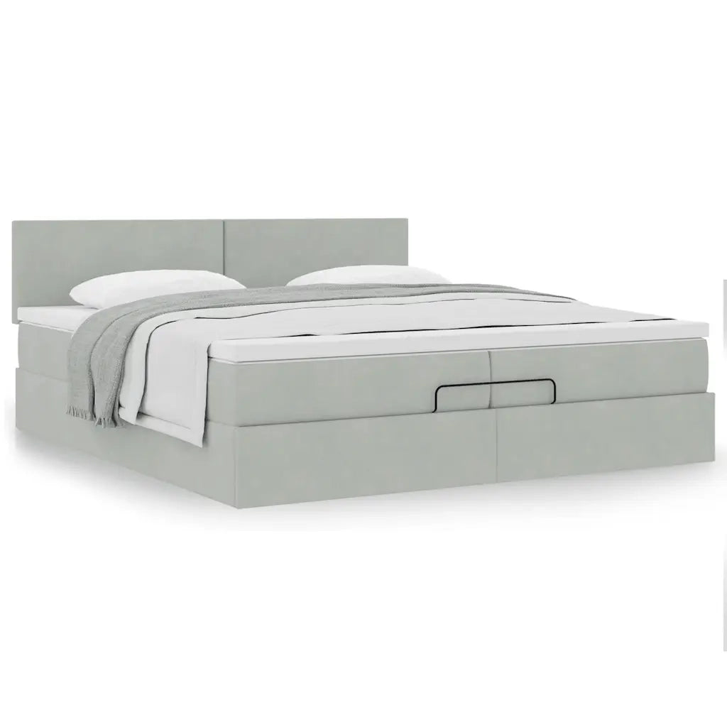 Struttura Letto Pouf con Materasso 200x200 cm in Velluto 3311723