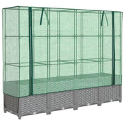 Fioriere | Cassetta per fiori | Letto Rialzato con Copertura Serra Effetto Rattan 160x40x138 cm