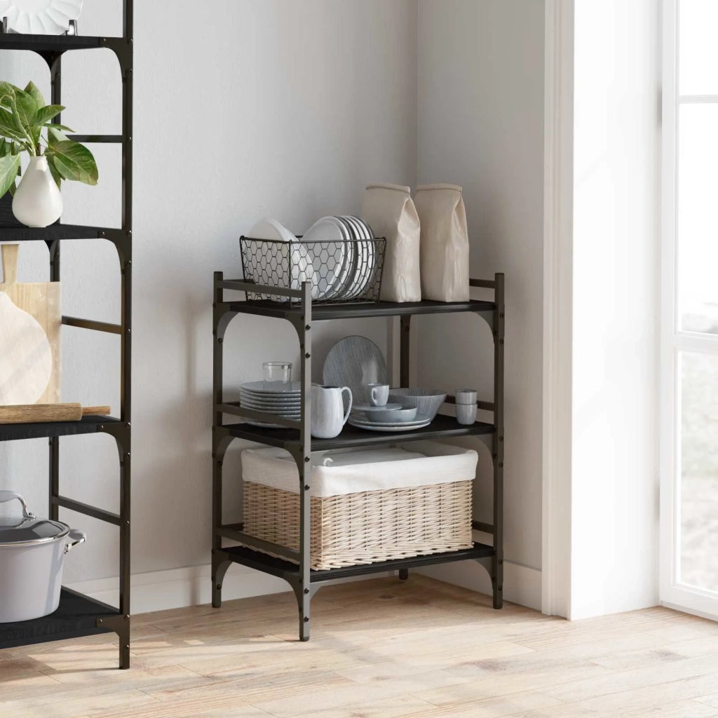 Carrello da Cucina Rovere Nero 50 x 35 x 75.5 cm
