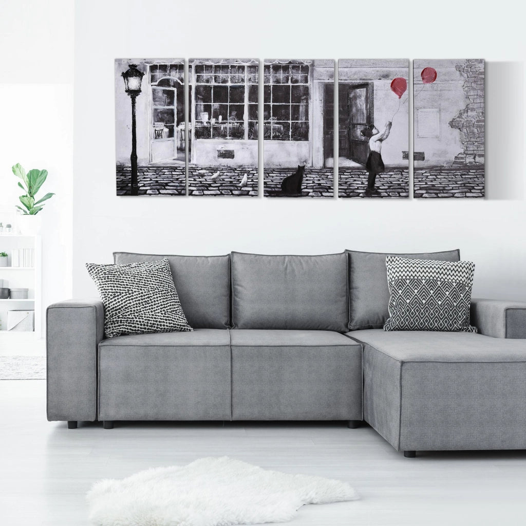 Stampa su Tela con Bambina 80x40 cm 5 Pezzi in Legno di Pino