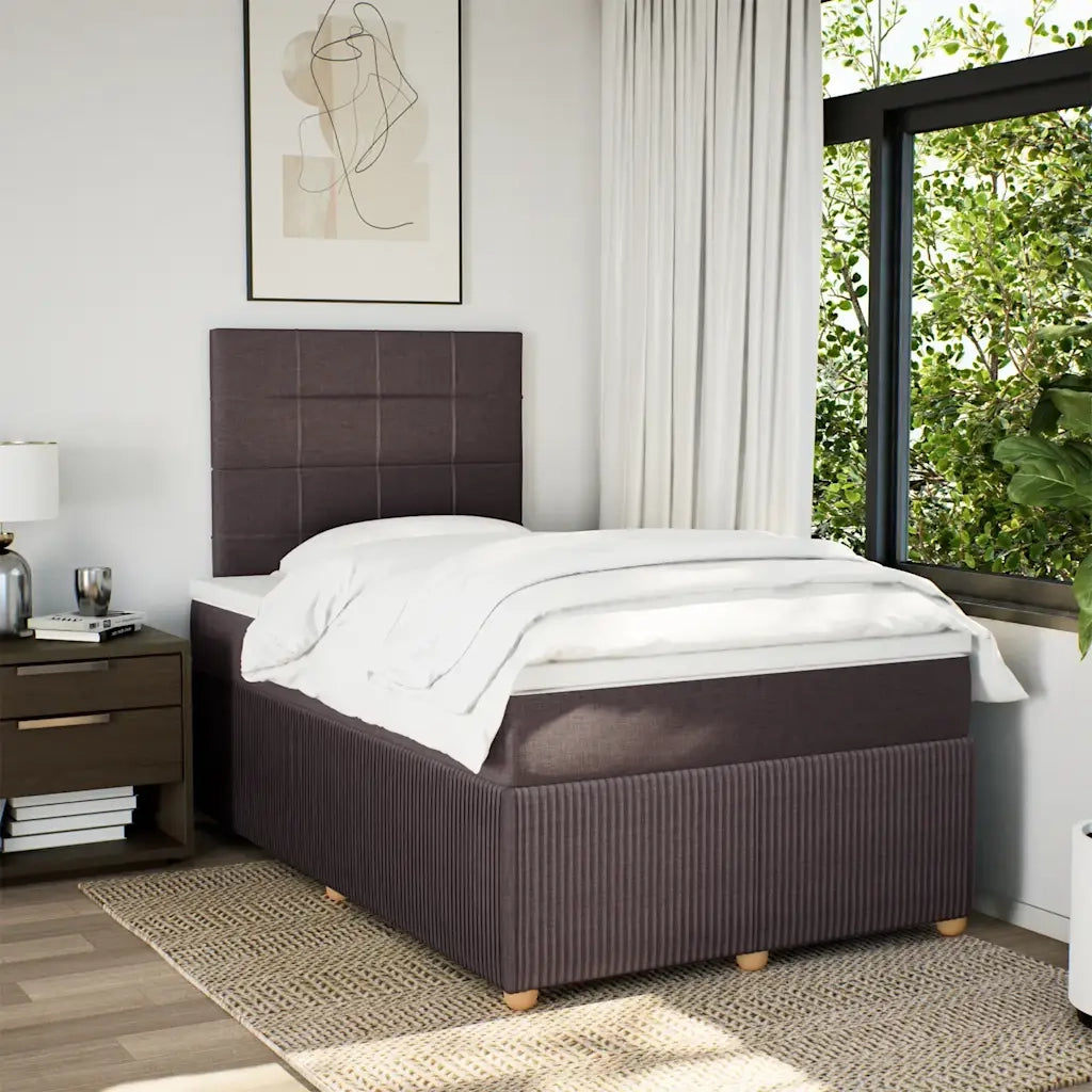 Giroletto a Molle con Materasso Marrone Scuro 120x190cm Tessuto