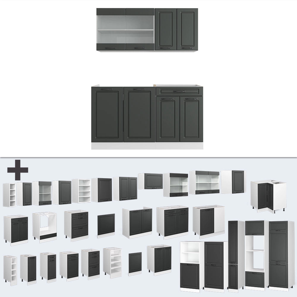 Vicco Cucina monoblocco Antracite casa di campagna/bianco 140 cm , PL Rovere